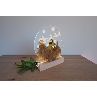 🌟 Lampka świąteczna LED – „Złote Miasteczko”